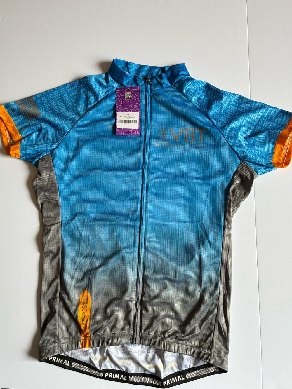 Primal Blue & Gray Cycling Jersey with Orange Accents XL Size